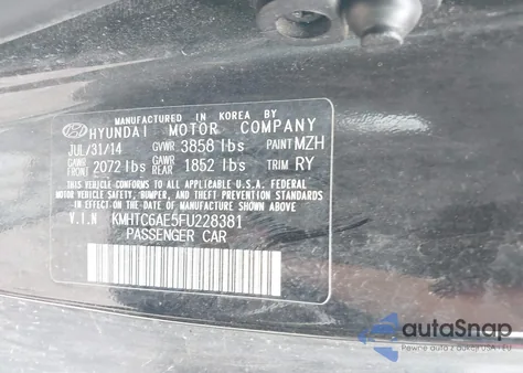 2015 Hyundai Veloster Turbo из США, поврежденный, VIN KMHTC6AE5FU228381